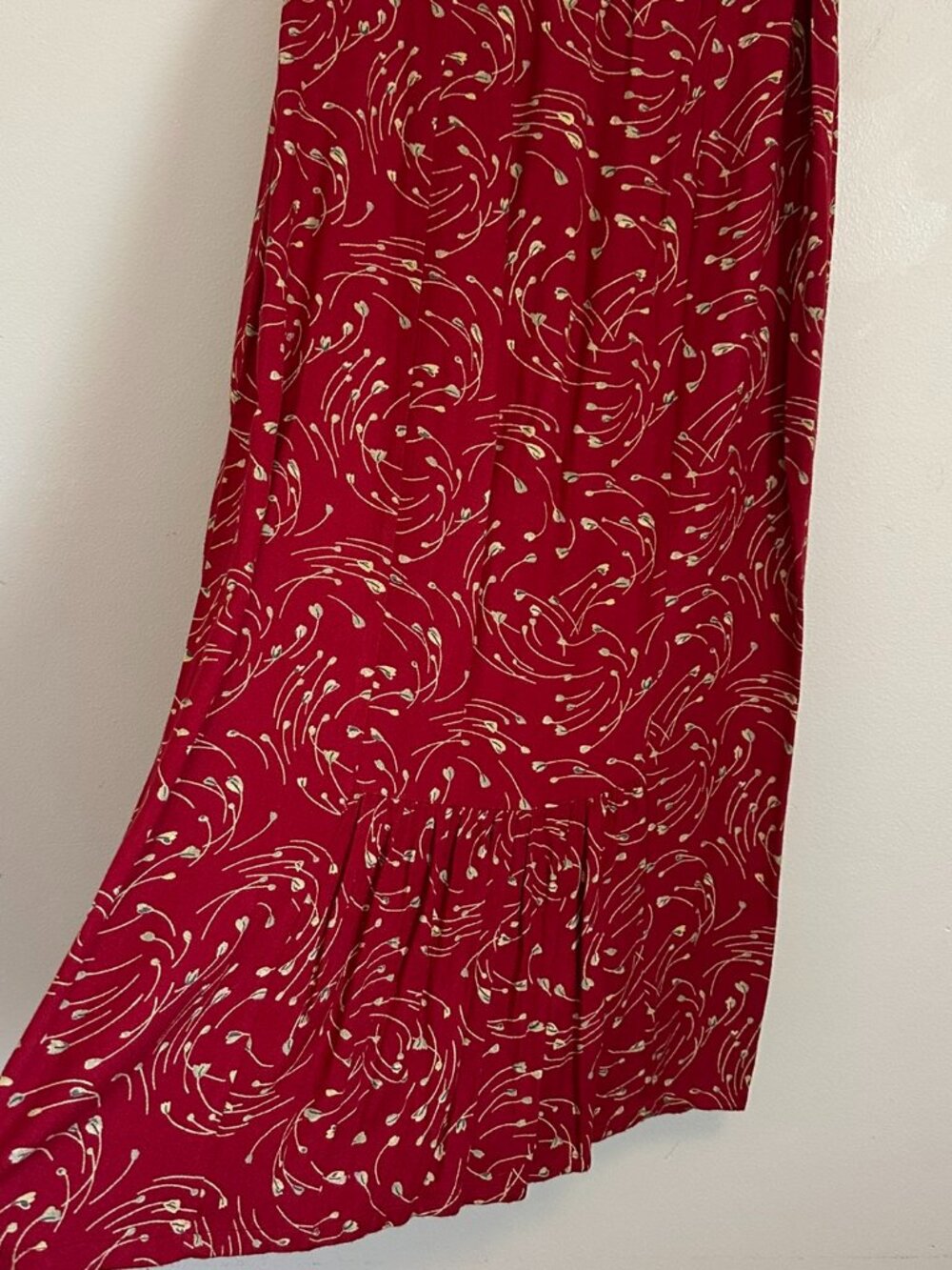 Vintage Putumayo Red Floral Maxi Skirt Women’s Large Boho Romantic 90s - Picture 4 of 8